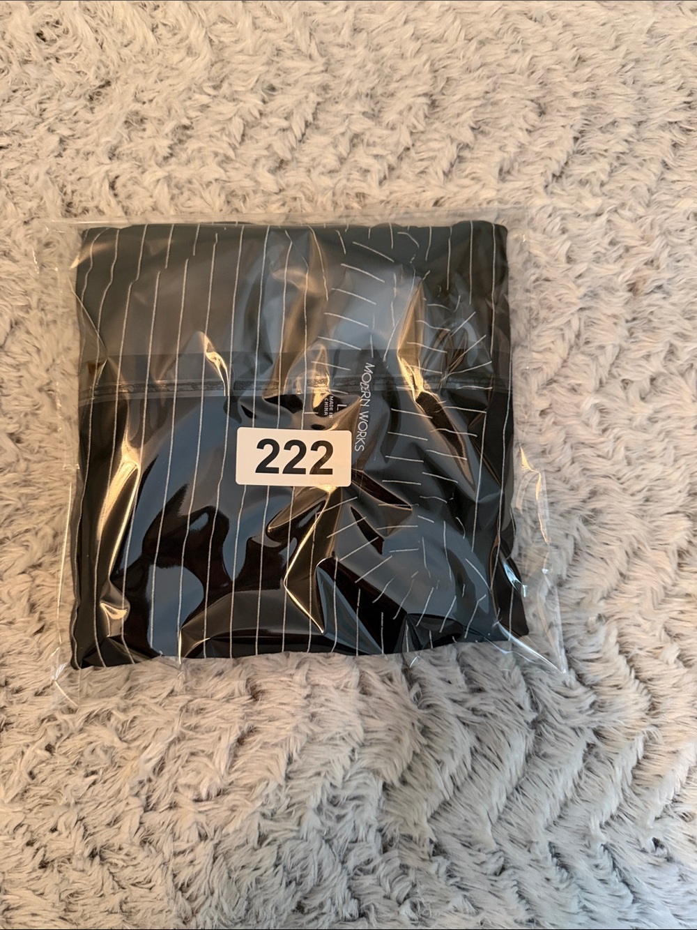 Modern Works Black Short Sleeve Tee with White Stripes smocked sleeve L - Picture 11 of 11